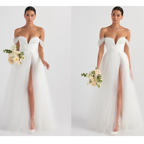 HOUSE OF CB 'Fairytale' White Tulle Bridal Gown‎ NWOT size L - Picture 3 of 12